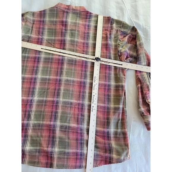 Panhandle Slim Shirt Mens XL Button Down Brown Red Plaid Western Cowboy Cotton - Picture 14 of 15